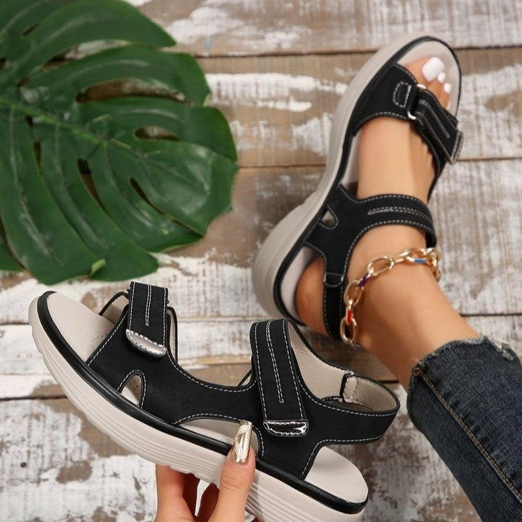 Casual Velcro-design Sandals Summer Comfortable Fish Mouth Sports Sandals Women Lightweight Beach Shoes CJD