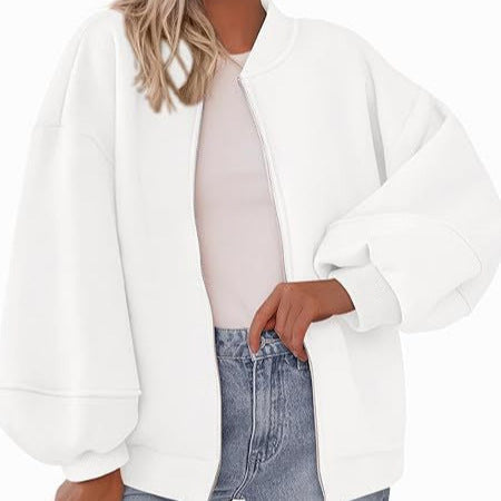 Zip Sweatshirt Jacket Casual Long Sleeve Pilot Coat LadyShow.Store