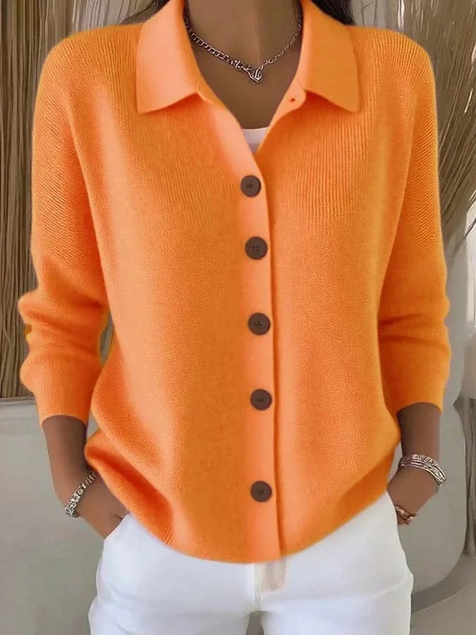 Button-knitted Lapel Sweater Cardigan Coat For Women LadyShow.Store