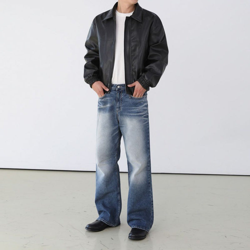 MYQ Men's Short Motorcycle Leather Jacket - Spring Style Pi-Mart