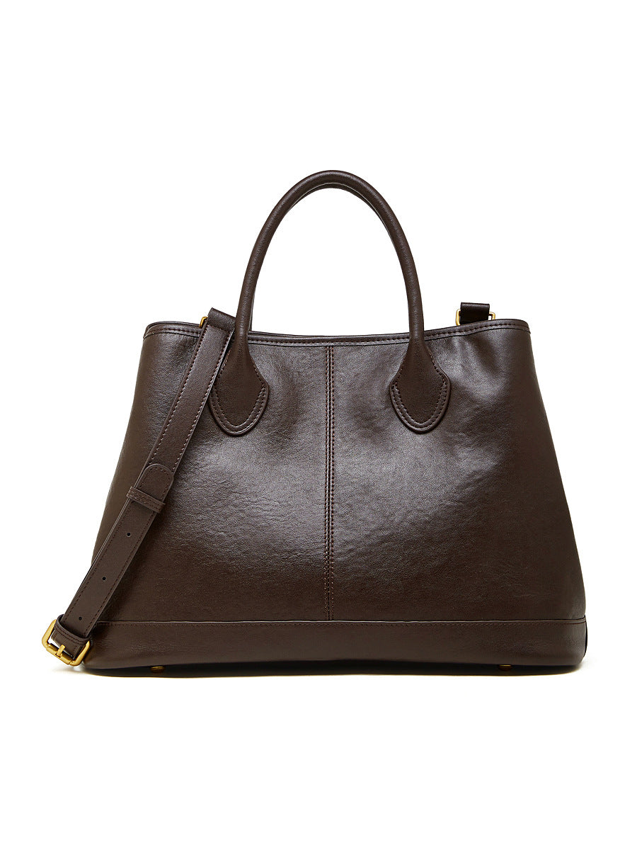 Simple High-Capacity Top-Grain Leather ToteCrossbody Bag For Women LadyShow.Store
