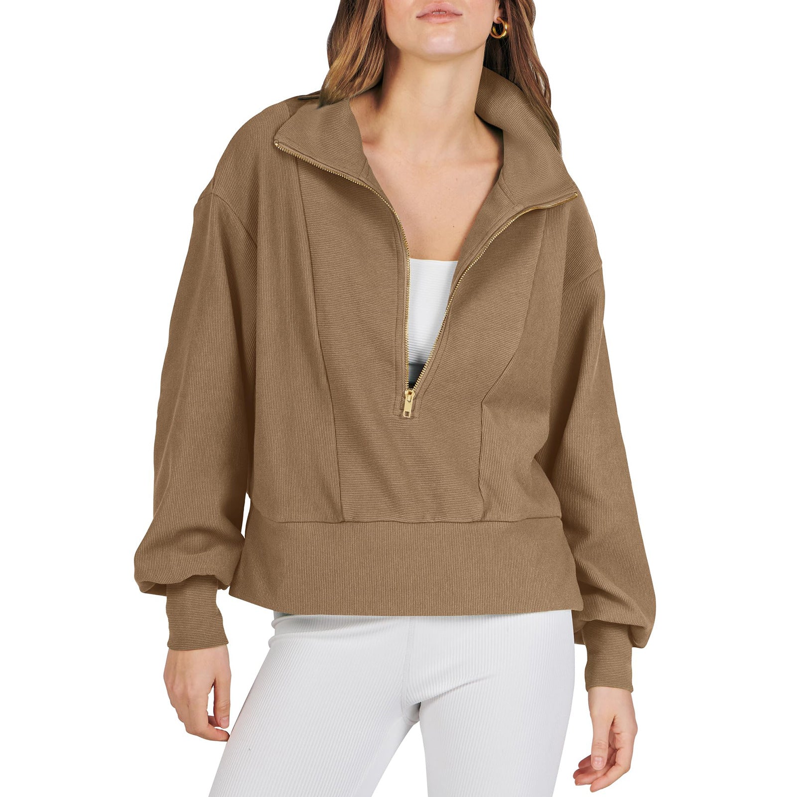 Women's Half-zip Pullover Long-sleeved Sweatshirt LadyShow.Store