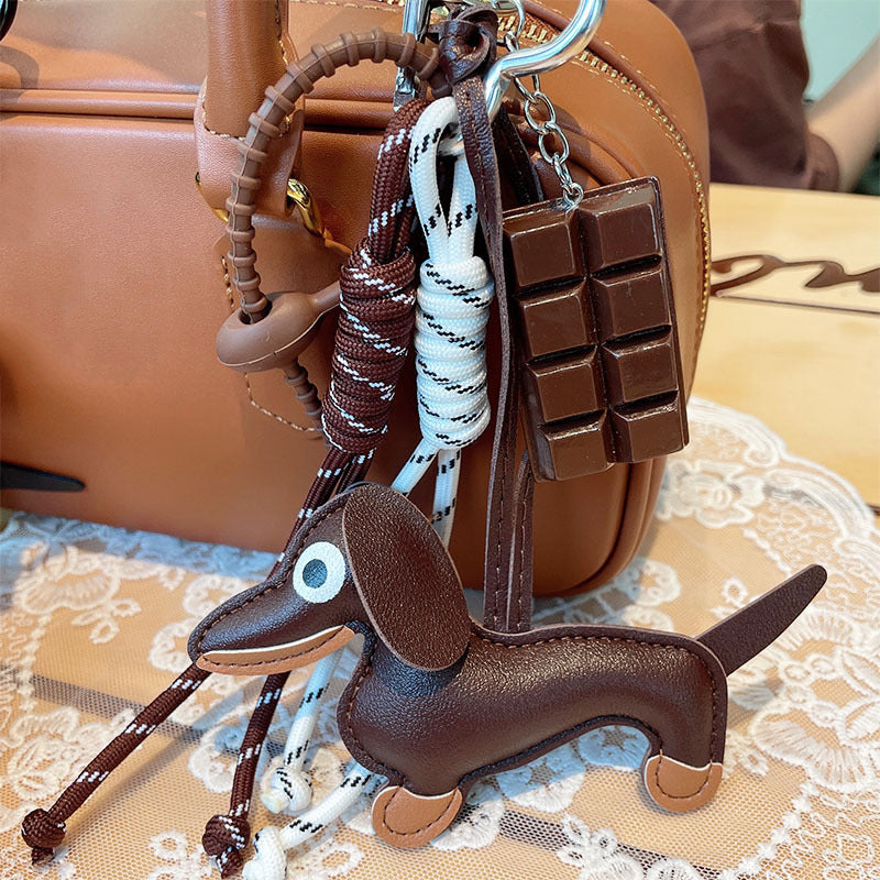 Retro Sausage Puppy Car Key Ring LadyShow.Store