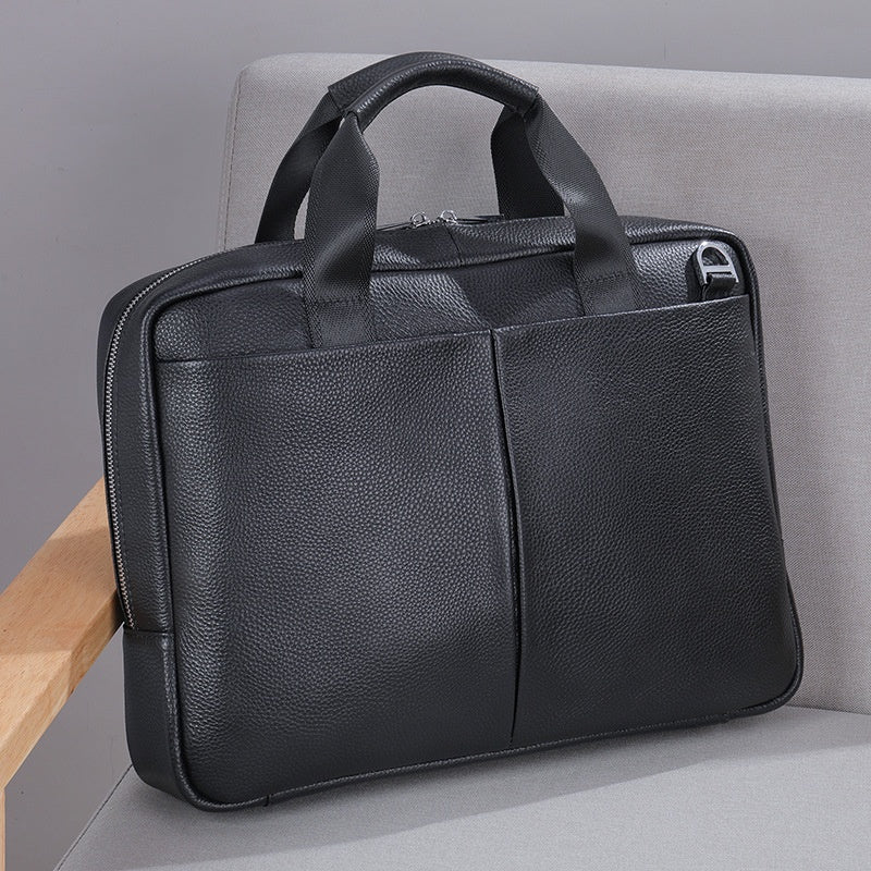 Genuine Leather Large Capacity Briefcase Men's Horizontal First Layer Cowhide Computer Storage Bag CJD