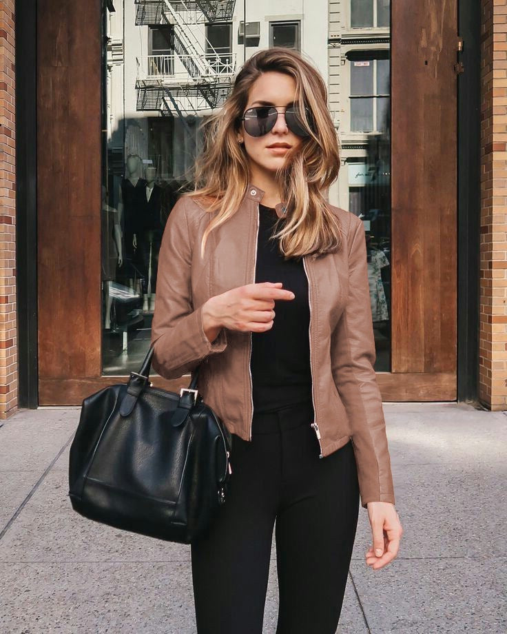 Autumn and winter women's fashion leather PU suit jacket LuxuryLifeWay Online Store