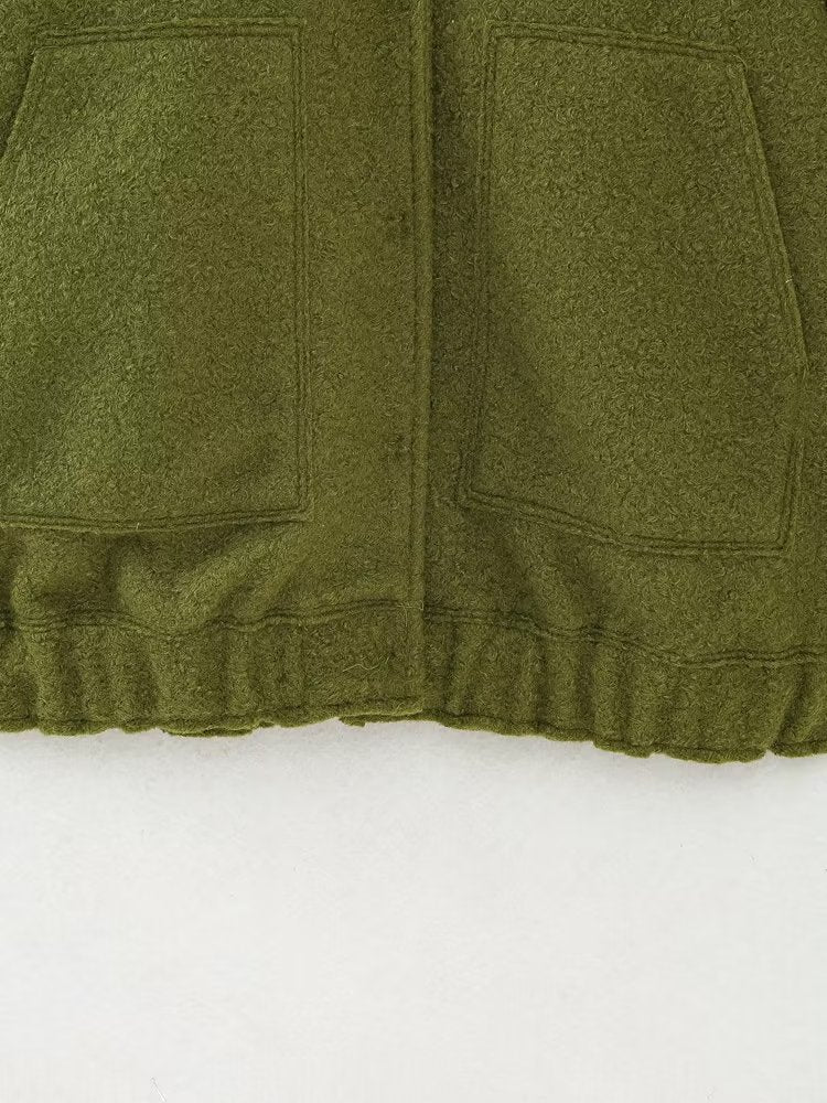 Women's Pocket Loose Bomber Jacket Coat