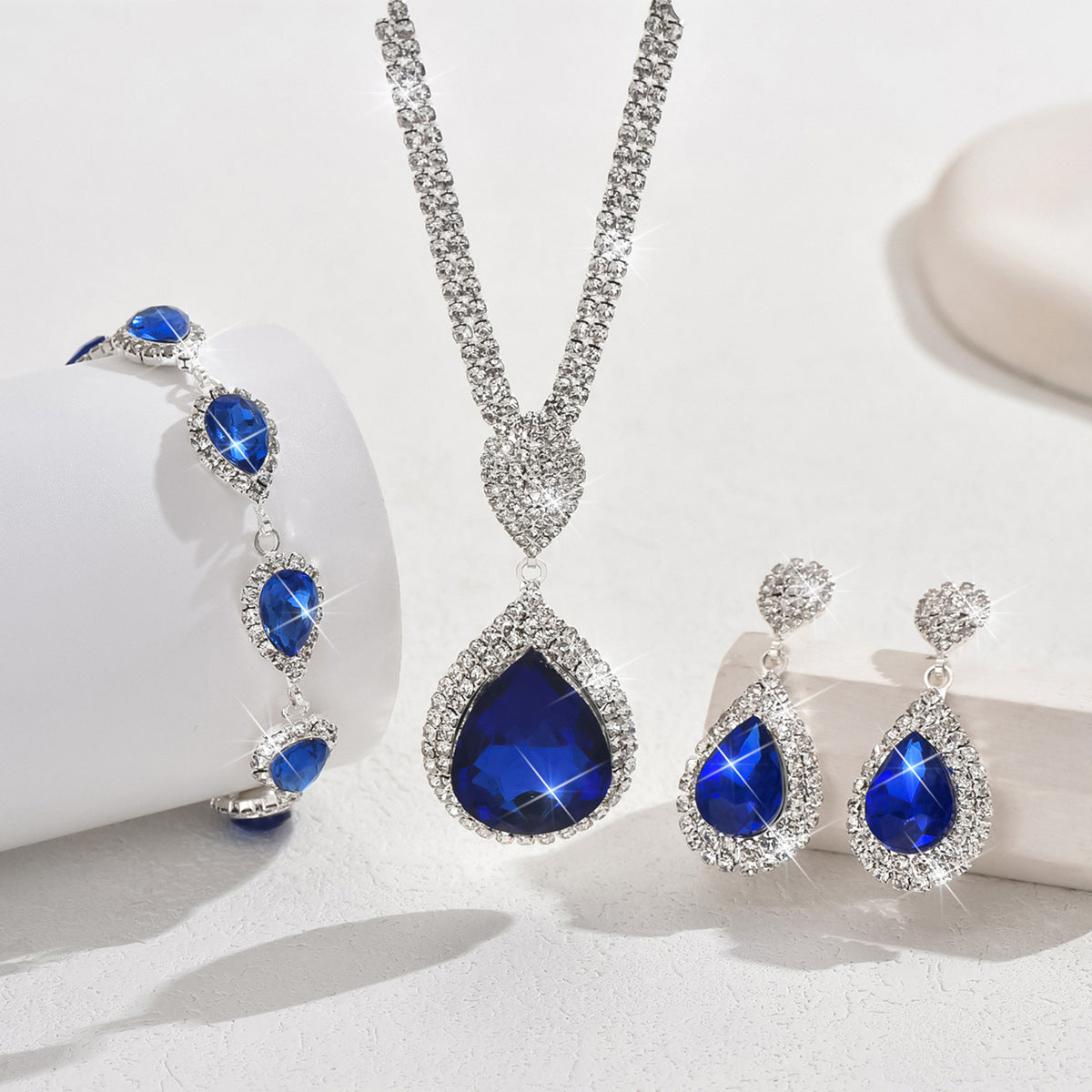 Red Sapphire Blue Water Drop Pendant Affordable Luxury Style Design Niche Trendy Suit LadyShow.Store
