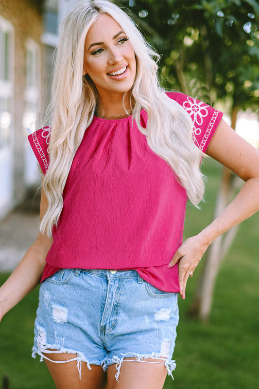 Murphy Floral Embroidered Sleeve Blouse LuxuryLifeWay Online Store