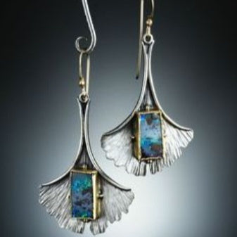 Creative Ginkgo Leaf Color Turquoise Earrings LadyShow.Store