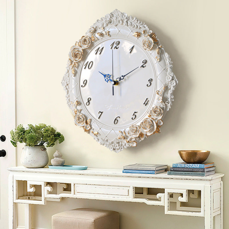 European Style Wall Clock Living Room Creative Art Clock Home PearlNestDecor.com