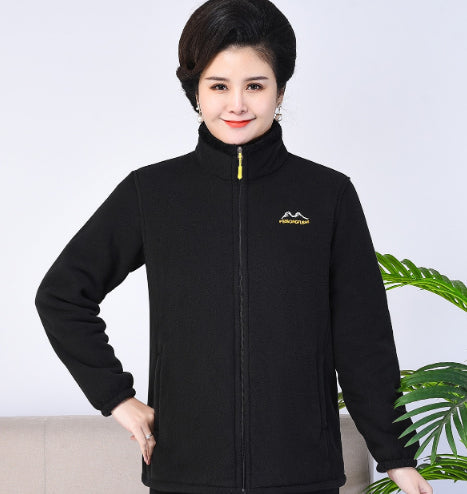 Middle-aged And Elderly Thickened Fleece Hooded Sweatshirt LadyShow.Store