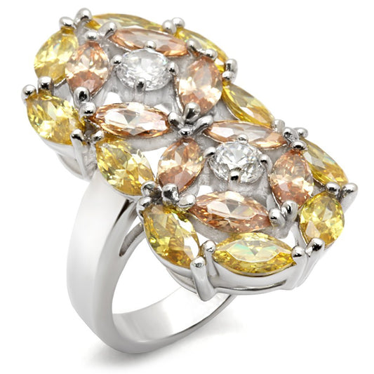7X190 - Rhodium 925 Sterling Silver Ring with AAA Grade CZ  in Multi Color LuxuryLifeWay Online Store