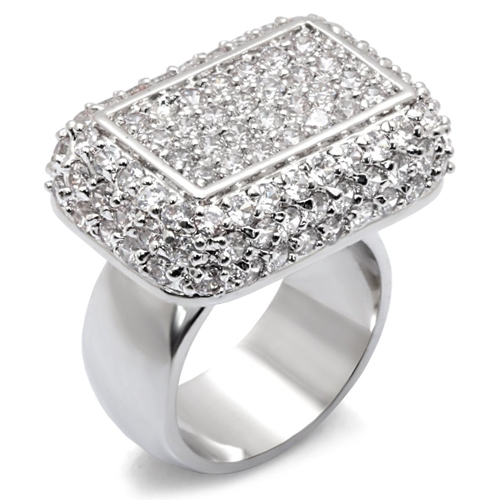 7X196 - Rhodium 925 Sterling Silver Ring with AAA Grade CZ  in Clear LuxuryLifeWay Online Store