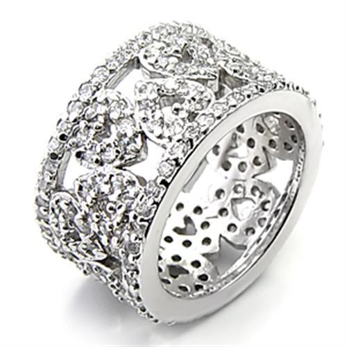 7X199 - Rhodium 925 Sterling Silver Ring with AAA Grade CZ  in Clear LuxuryLifeWay Online Store