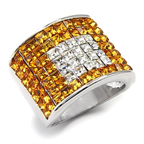 7X242 - Rhodium 925 Sterling Silver Ring with Top Grade Crystal  in Topaz LuxuryLifeWay Online Store