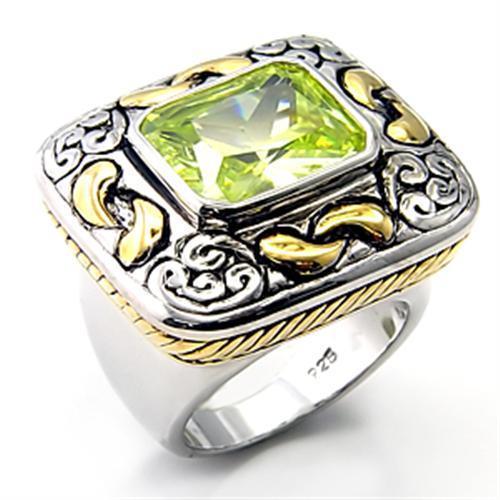 7X244 - Reverse Two-Tone 925 Sterling Silver Ring with AAA Grade CZ  in Apple Green color LuxuryLifeWay Online Store