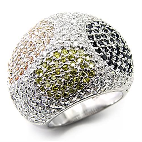 7X252 - High-Polished 925 Sterling Silver Ring with AAA Grade CZ  in Jet LuxuryLifeWay Online Store