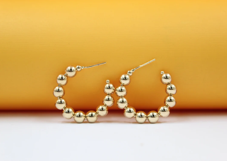 Gold Beaded Open Hoop Earrings (K104) LuxuryLifeWay Online Store