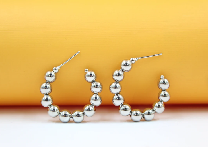 Gold Beaded Open Hoop Earrings (K104) LuxuryLifeWay Online Store