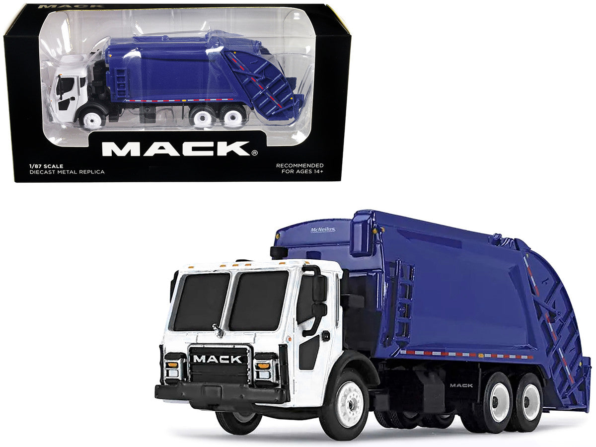 Mack LR with McNeilus Rear Load Refuse Body Blue and White 1/87 (HO) Diecast Model by First Gear LuxuryLifeWay Online Store