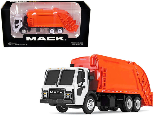 Mack LR with McNeilus Rear Load Refuse Body Orange and White 1/87 (HO) Diecast Model by First Gear LuxuryLifeWay Online Store