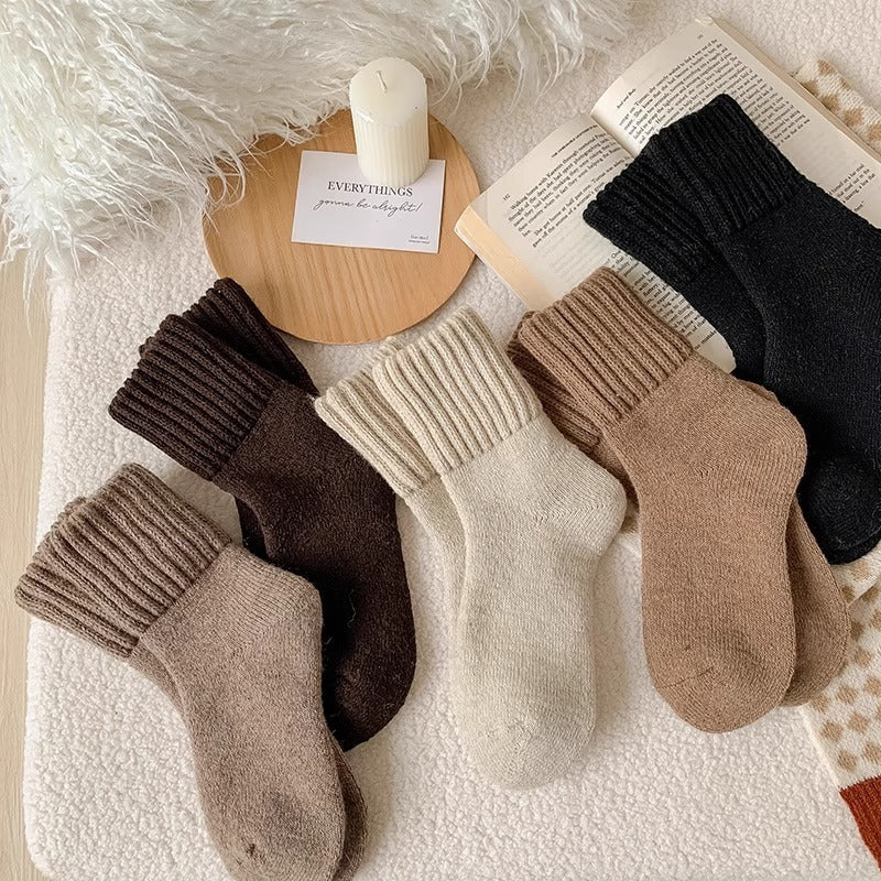 Ins Knitted Socks Winter Warm Thickened Solid Loop Socks High Ribbed Sweat-absorbent Floor Sock Best YouTube Store