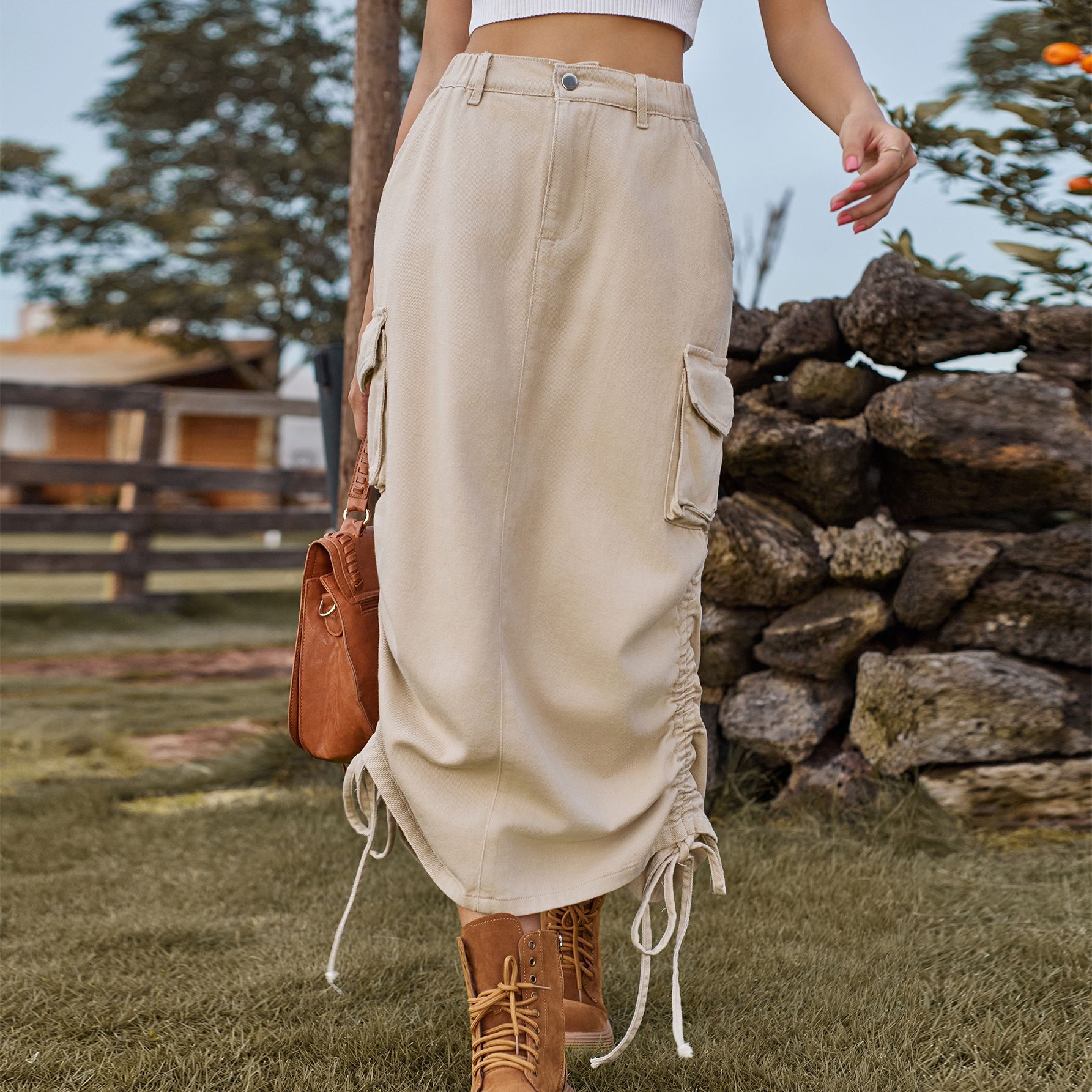 American Denim Casual Midi Skirt Pi-Mart