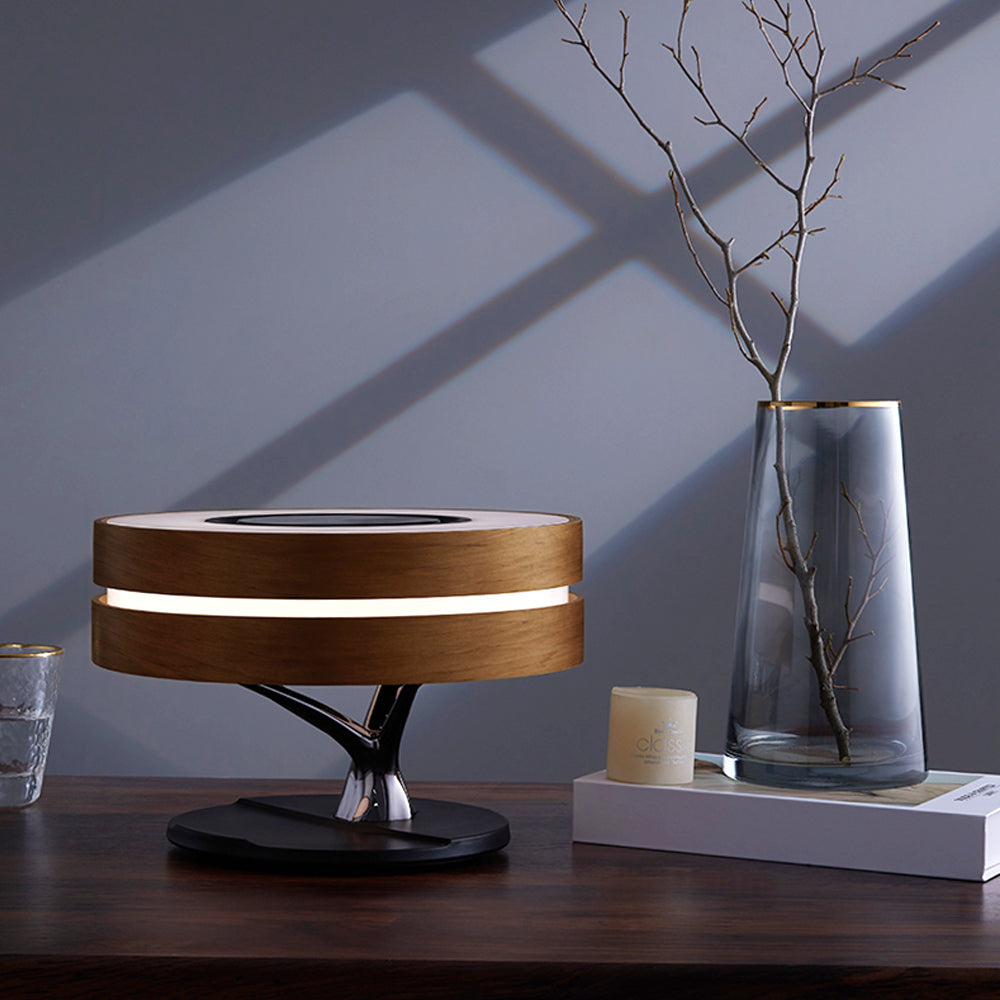 Round Intelligent Music Bluetooth Speaker Bed Lamp WiFi Circle Tree Of Led Light Wireless Charging For Living Room PearlNestDecor.com