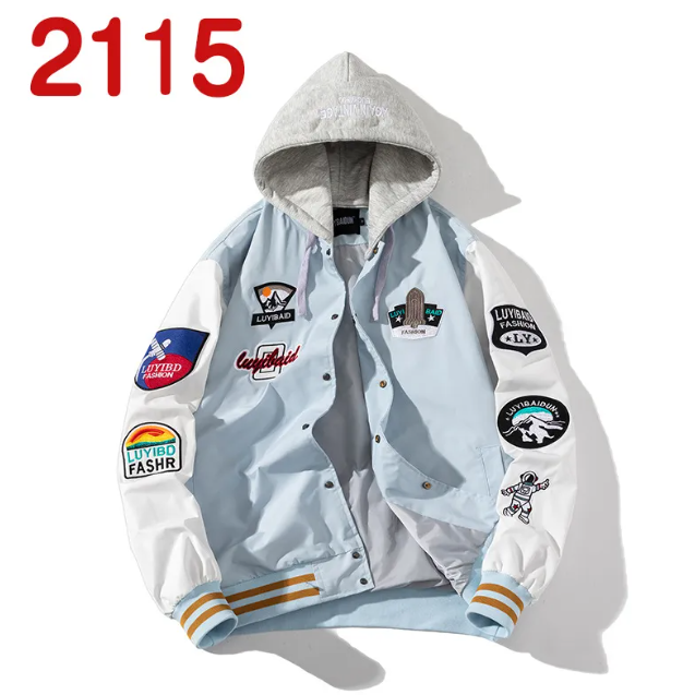 Embroidered Color Block Baseball Jacket Best YouTube Store