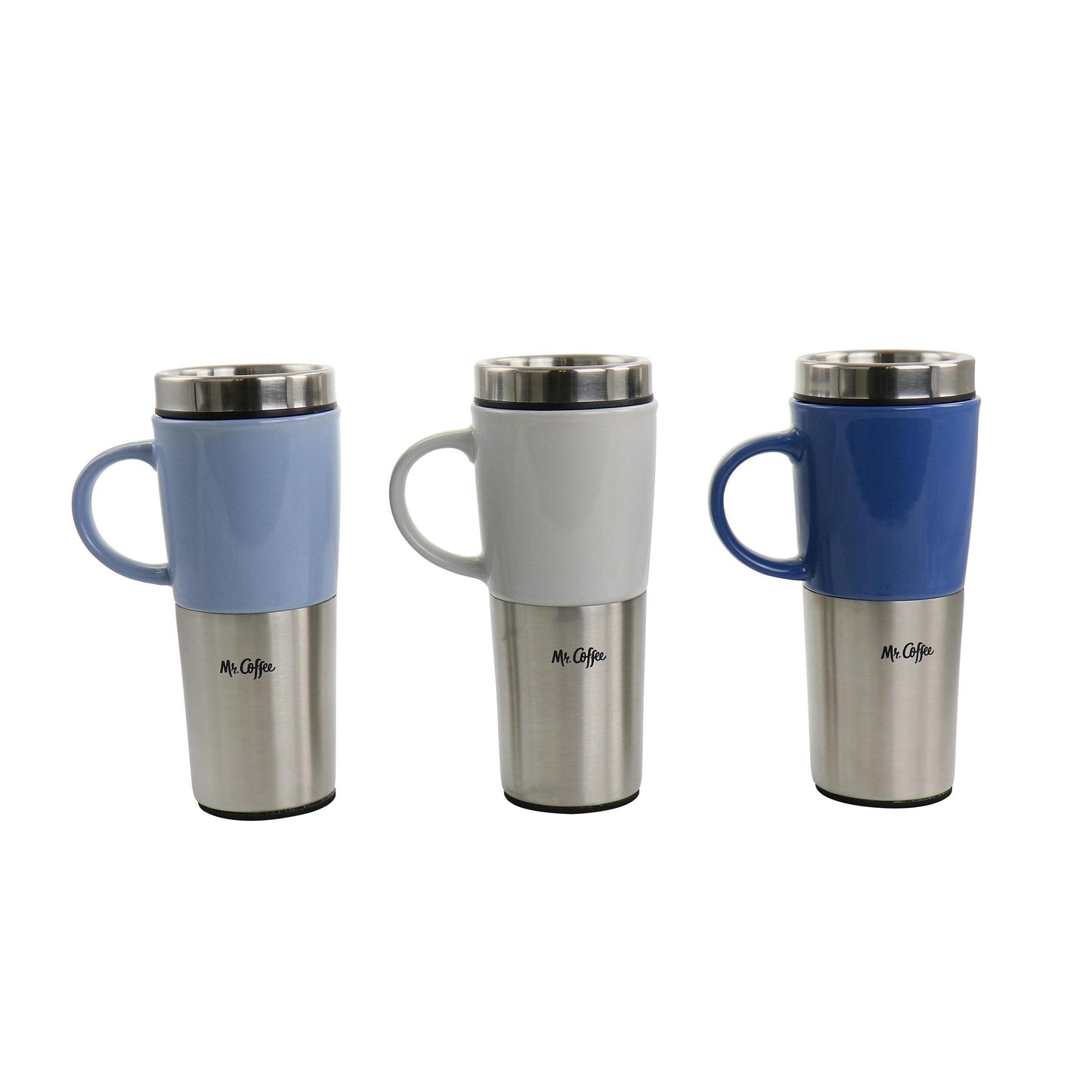 Mr. Coffee Travertine 16 oz Stoneware & Stainless Steel Travel Mug with Lid set of 3 Assorted LuxuryLifeWay Online Store