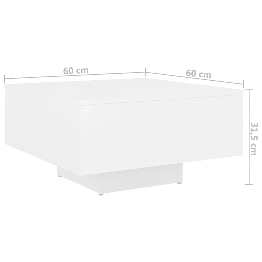Coffee Table White 23.6"x23.6"x12.4" Engineered Wood LuxuryLifeWay Online Store