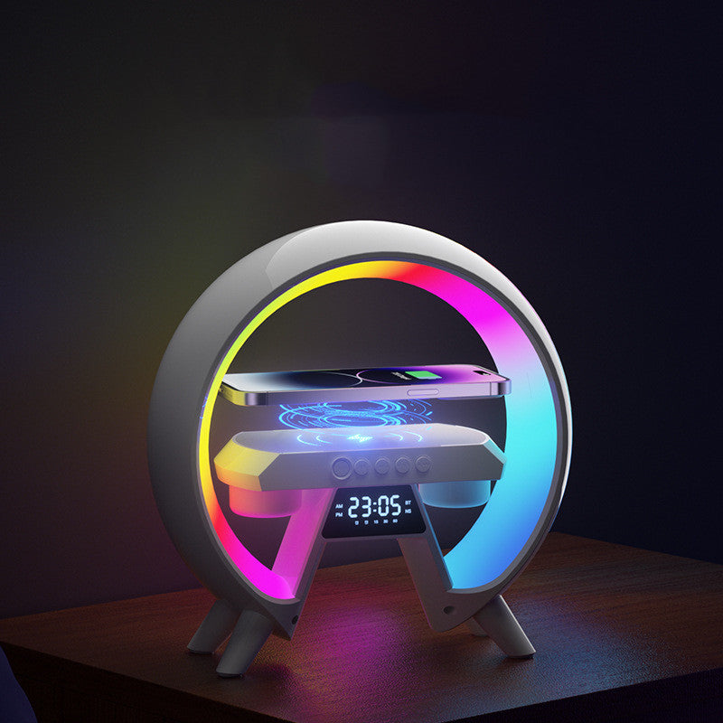 Colorful Bedside With Clock Light Speaker Wireless Charger