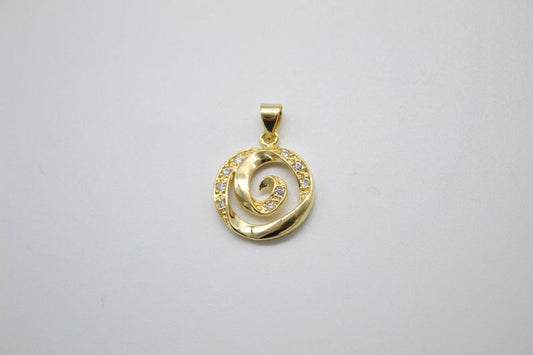 18K Gold Filled Swirl With CZ Cubic Zirconia Stone Pendant LuxuryLifeWay Online Store