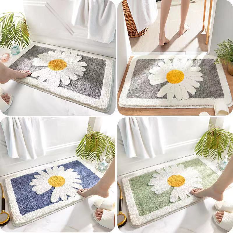 Home Bathroom Small Flower Anti-skid Foot Pad Absorbent Floor Mat