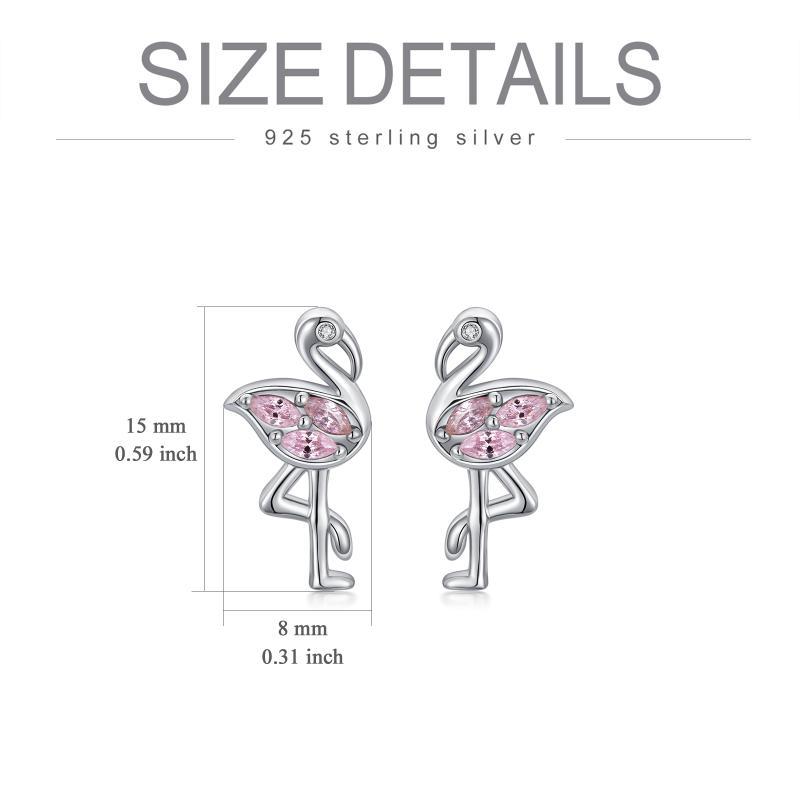 Pink Flamingo CZ Stud Earrings in White Gold Plated Sterling Silver LuxuryLifeWay Online Store