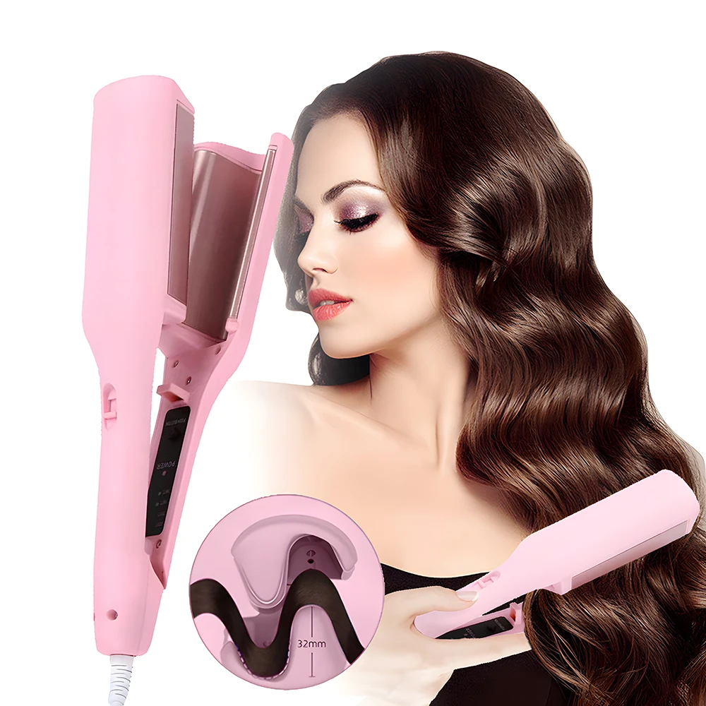 Hair Curling Iron 32mm Deep Wave Hair Curler 4 Temperature Adjustable Fast Heating Crimping Iron Styler Wand For All Hair Style LadyShow.Store