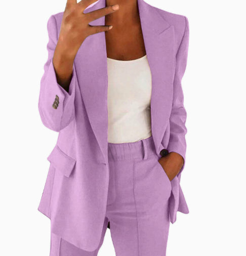 Women's Casual Blazer Suit  Two Piece Business Office Wear Set Fit Jacket And Pants NorixaFashion.com