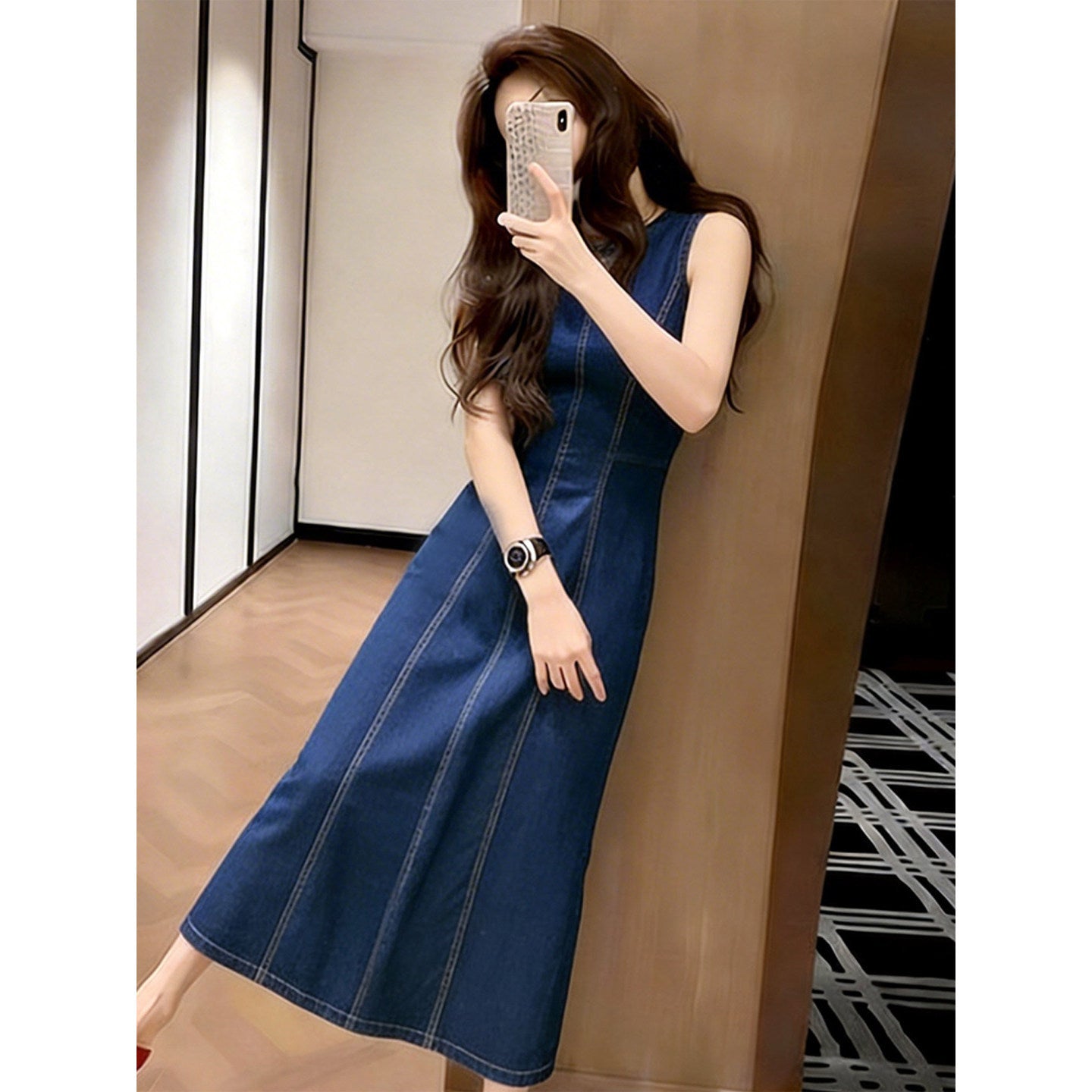 Hepburn-style Denim Dress For Women NorixaFashion.com