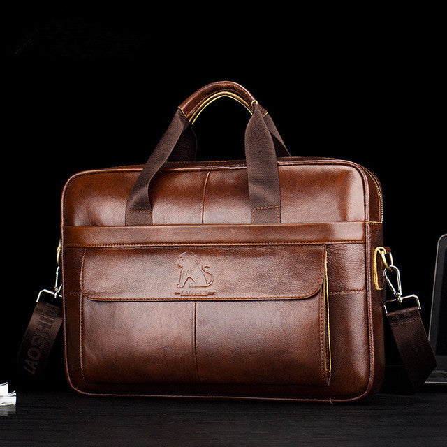 Leather Hand-carried Top Layer Cowhide Business Briefcase With Large Capacity CJD