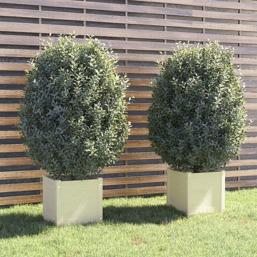 Garden Planters 2 pcs White 15.7"x15.7"x15.7" Solid Wood Pine LuxuryLifeWay Online Store