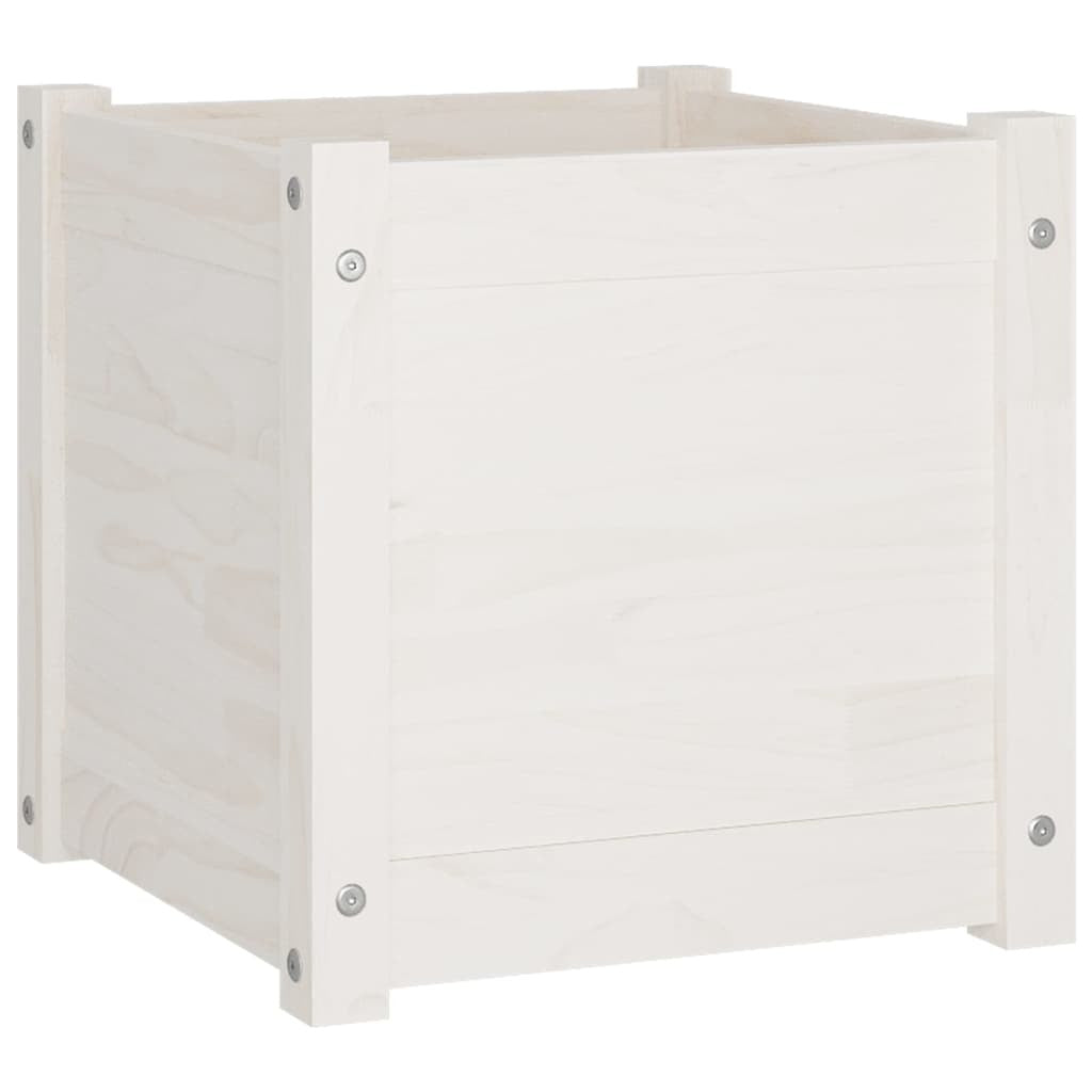 Garden Planters 2 pcs White 15.7"x15.7"x15.7" Solid Wood Pine LuxuryLifeWay Online Store