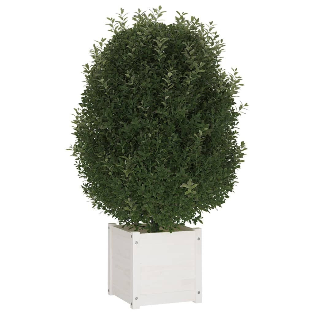 Garden Planters 2 pcs White 15.7"x15.7"x15.7" Solid Wood Pine LuxuryLifeWay Online Store