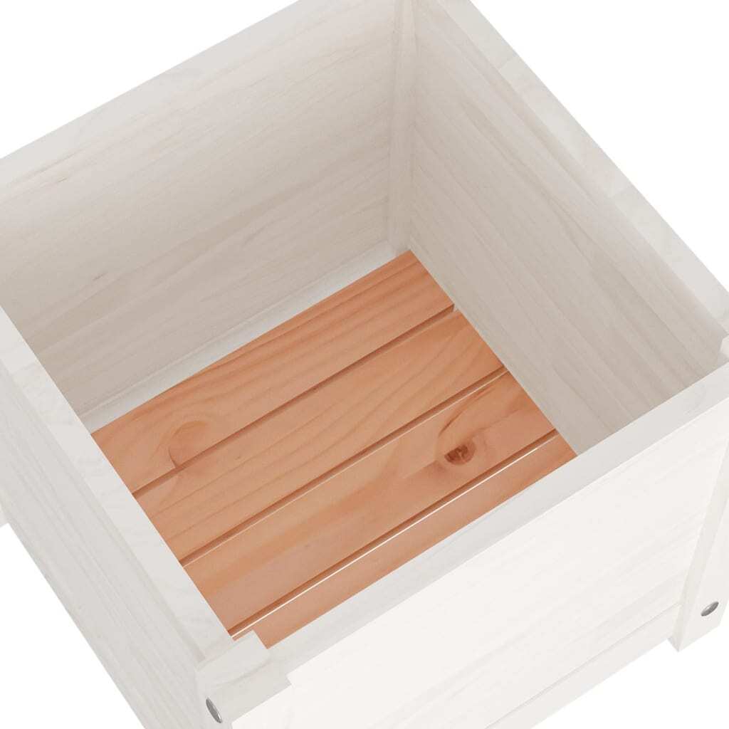 Garden Planters 2 pcs White 15.7"x15.7"x15.7" Solid Wood Pine LuxuryLifeWay Online Store