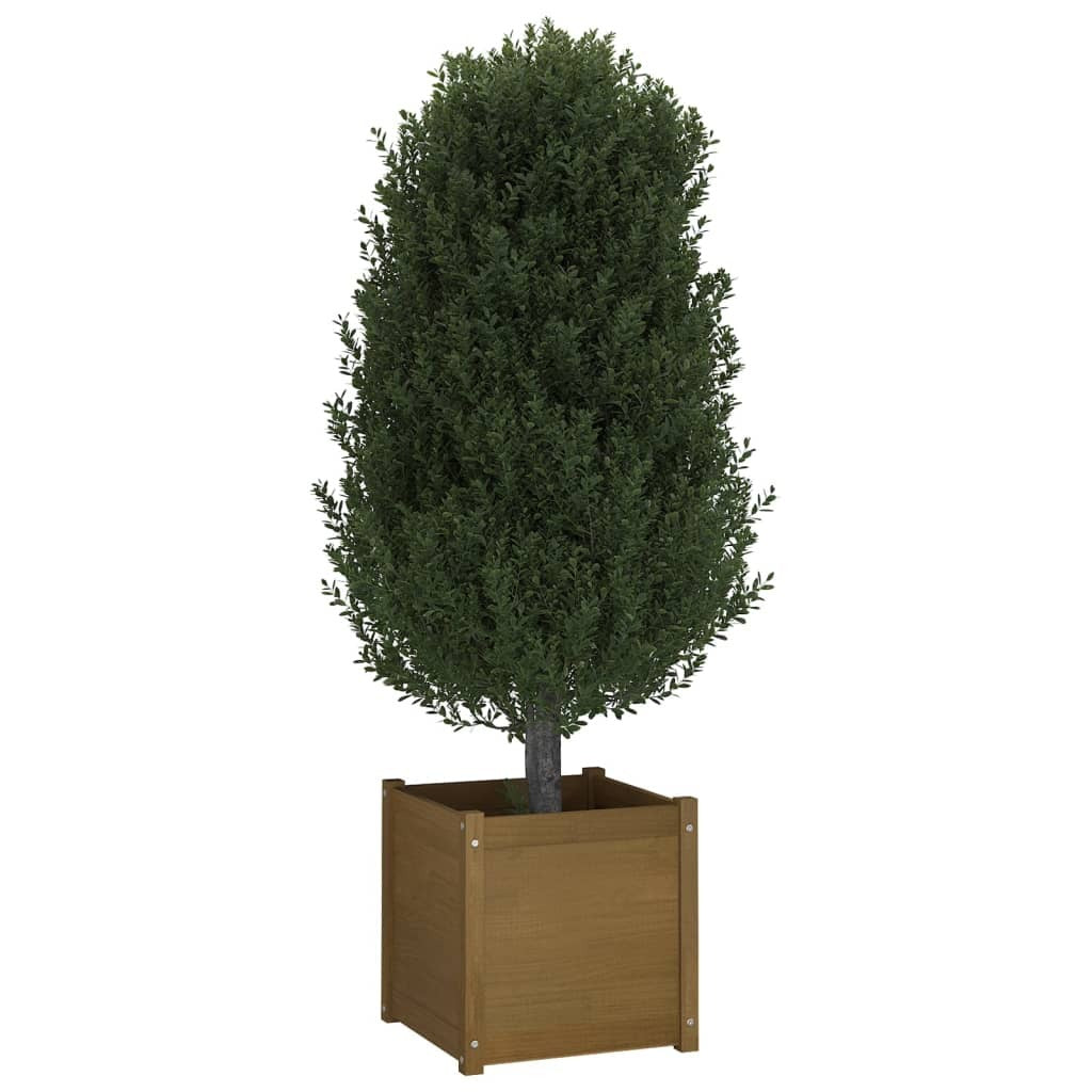 Garden Planters 2 pcs Honey Brown 19.7"x19.7"x19.7" Solid Wood Pine LuxuryLifeWay Online Store