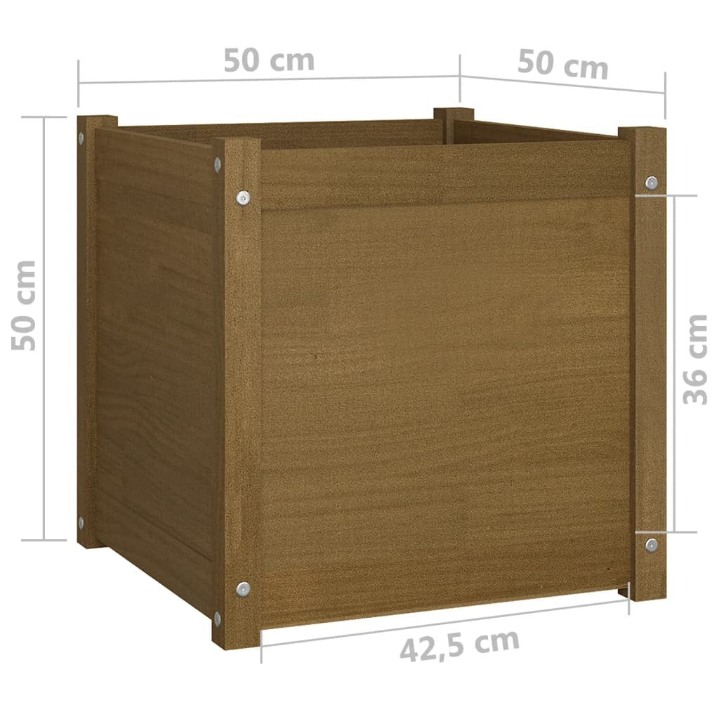 Garden Planters 2 pcs Honey Brown 19.7"x19.7"x19.7" Solid Wood Pine LuxuryLifeWay Online Store