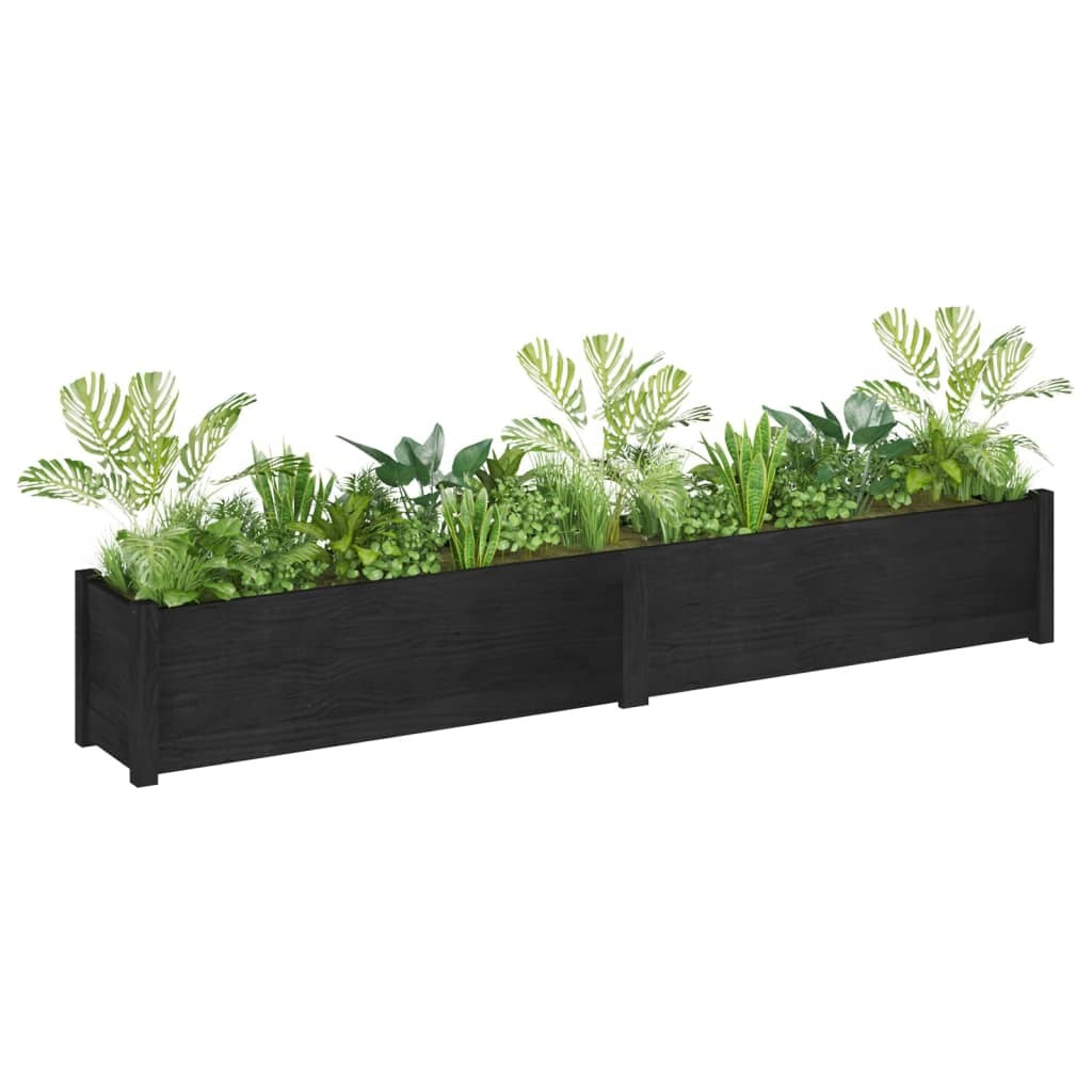 Garden Planters 2 pcs Black 78.7"x12.2"x12.2" Solid Wood Pine LuxuryLifeWay Online Store