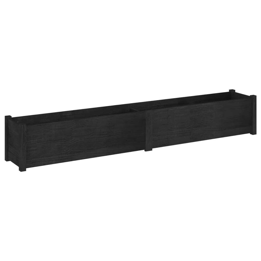 Garden Planters 2 pcs Black 78.7"x12.2"x12.2" Solid Wood Pine LuxuryLifeWay Online Store