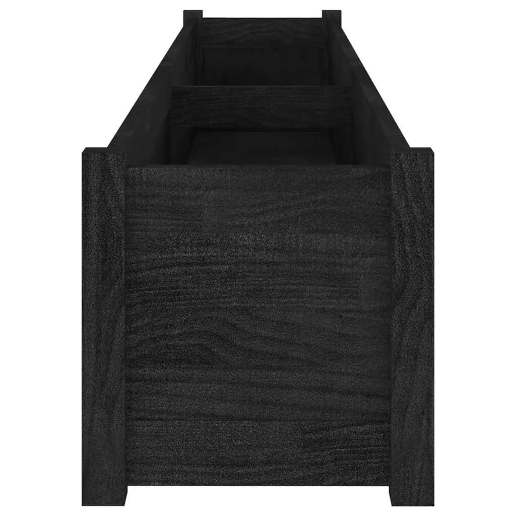 Garden Planters 2 pcs Black 78.7"x12.2"x12.2" Solid Wood Pine LuxuryLifeWay Online Store