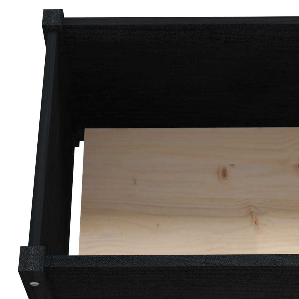 Garden Planters 2 pcs Black 78.7"x12.2"x12.2" Solid Wood Pine LuxuryLifeWay Online Store