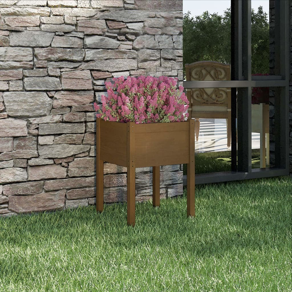 Garden Planter Honey Brown 19.7"x19.7"x27.6" Solid Wood Pine LuxuryLifeWay Online Store